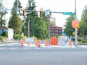 road-duvall-20080624 Duvall Avenue Northeast at Sunset Boulevard, closed for construction, is causing concern among merchants at the intersection about losing business. Photo Jim Feehan