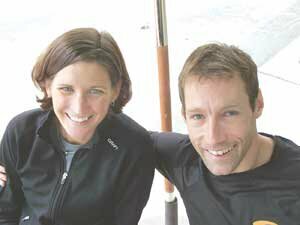 sport-bigglestone1-run Cindy and Ben Bigglestone, of Newcastle, have competed in many triathlons together around the world. Photo by Jim Feehan