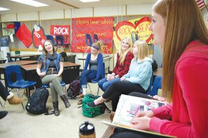 By Christina Corrales-Toy Members of the Liberty High School Kind Club share their highs and lows of the week at a recent meeting of the group that promotes positivity and compassion among high school students.